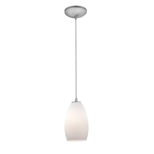 Access Lighting Champagne 1-Light Brushed Steel Shaded Pendant Light with Glass Shade