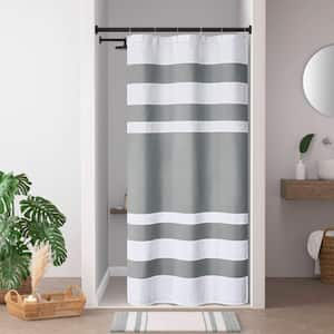 Spa Waffle 72 in. x 84 in. Gray Shower Curtain with 3M Treatment