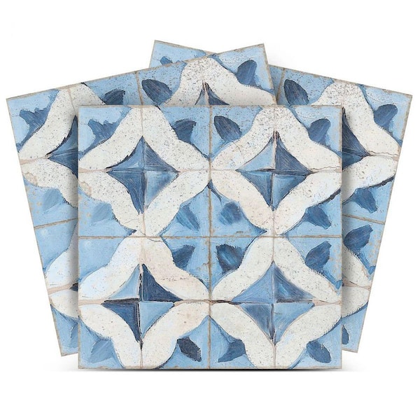 Blue and White R147 4 in. x 4 in. Vinyl Peel and Stick Tile (24 Tiles, 2.67 sq. ft. /Pack)