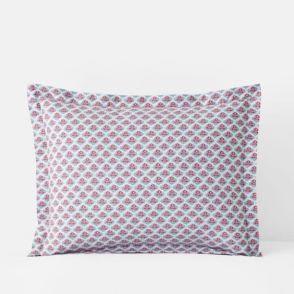 Company Cotton Mini Garden Blue/Pink Cotton Percale Standard Sham