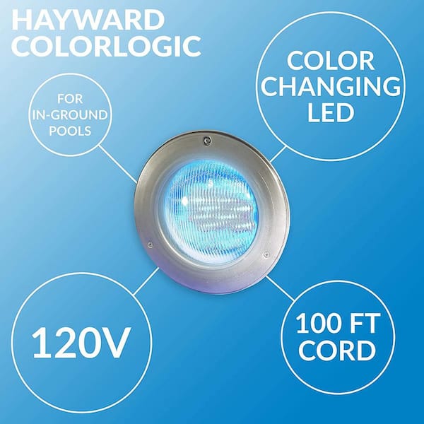ColorLogic 4.0 LED Pool Light with Stainless Steel Rim, 100 ft. Cord