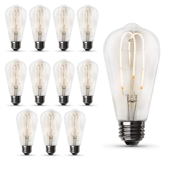 Feit Electric 40-Watt Equivalent ST19 DImmable M-Shape Filament Clear Glass E26 Vintage Edison LED Light Bulb, Soft White (12-Pack)