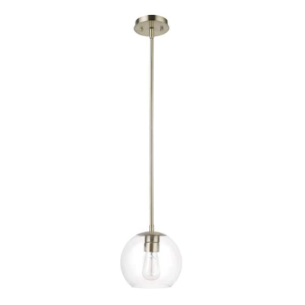 Globe Electric Vivienne 1-Light Brass Pendant Light with Clear Glass Shade