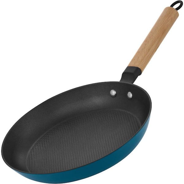8-Piece Enameled Non-Stick Cast Iron Skillet with Removable Wooden Handle PFAS/PFOA Free Oven Safe Set