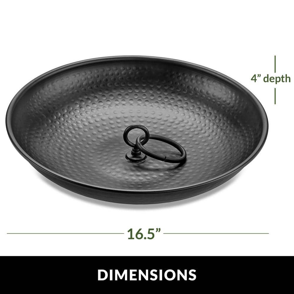 Large Black Aluminum Rain Chain Basin with Hammered Finish