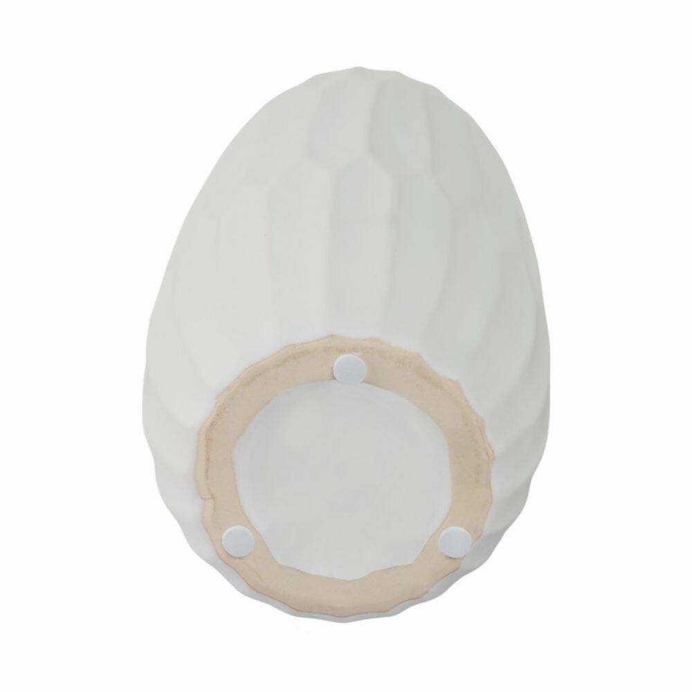 White Ceramic Indented Design Table Vase, 14"
