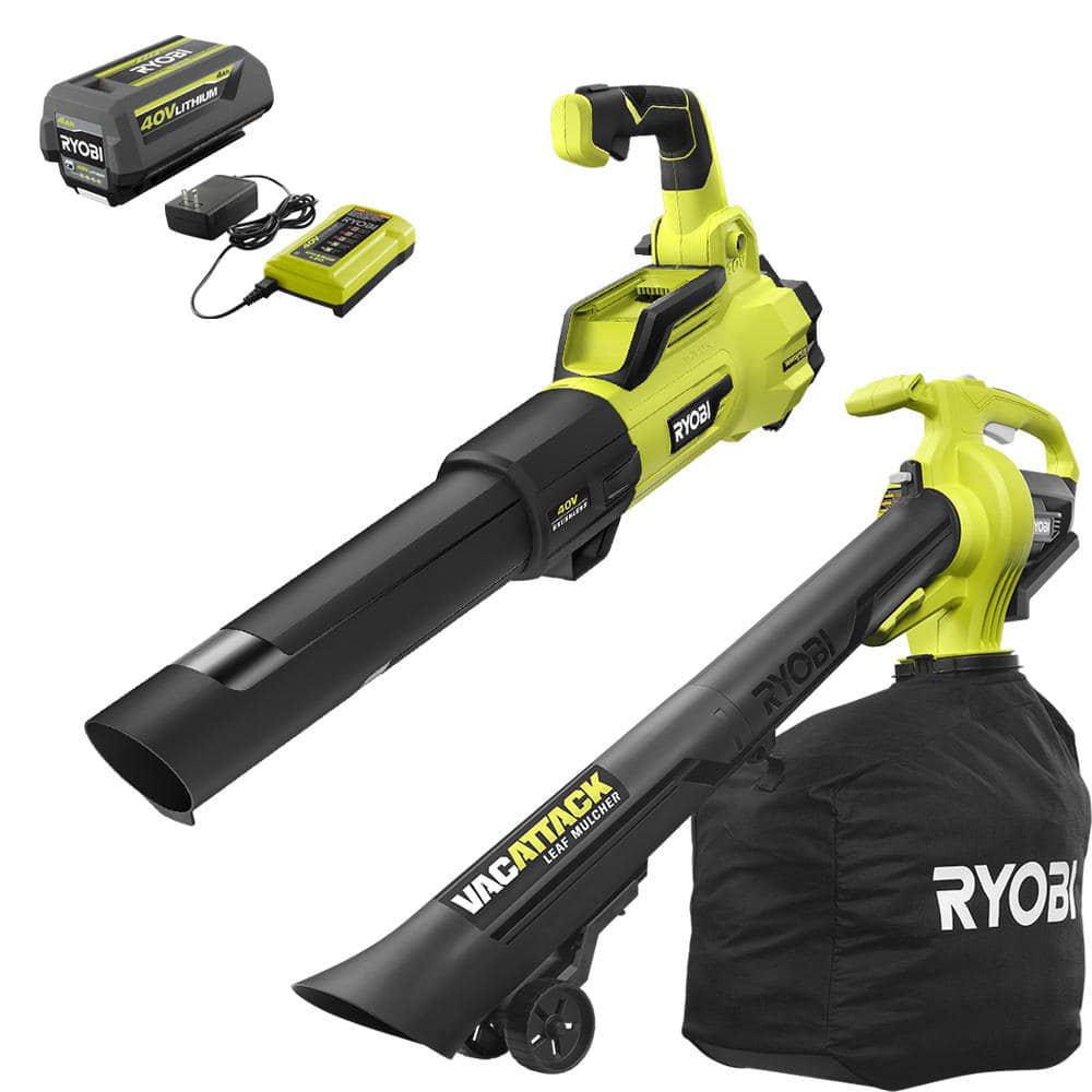 Image of Ryobi 40V 18-Inch Blower with 4.0Ah Battery and Bag