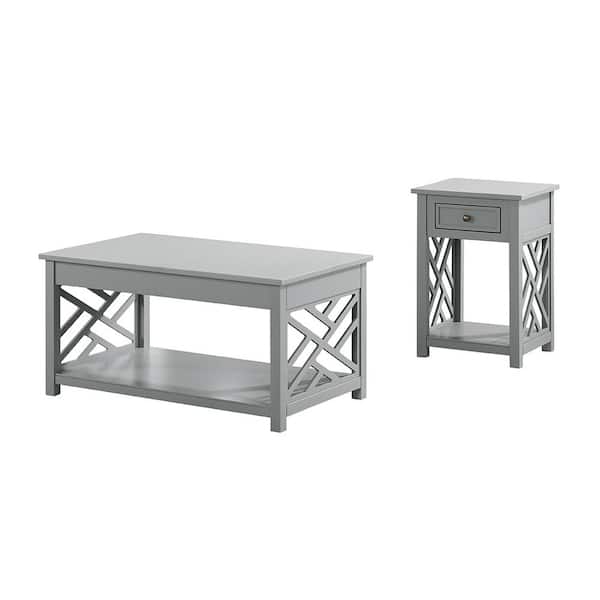 Alaterre Furniture Coventry 2-Piece 36 in. Gray Medium Rectangle Wood Coffee Table Set with Drawers