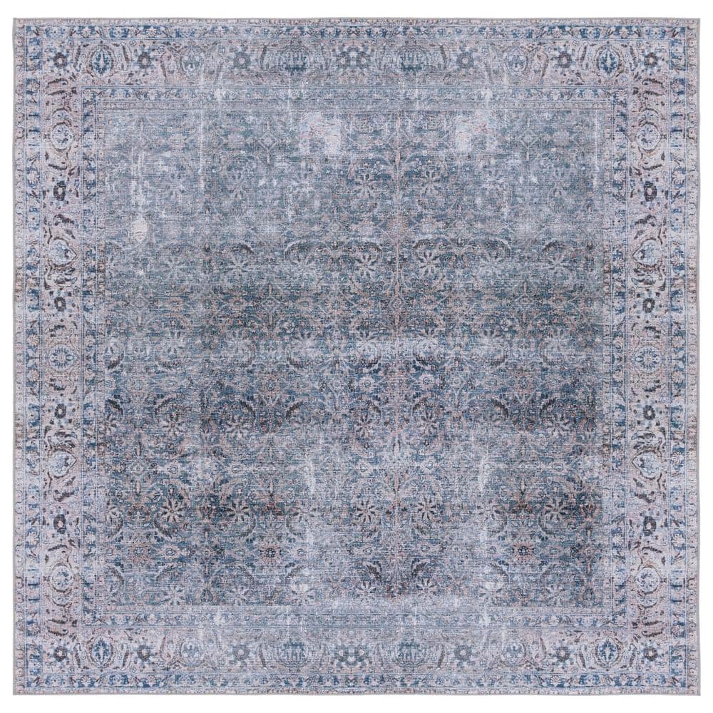 Tucson Blue Synthetic Washable Non-slip Area Rug