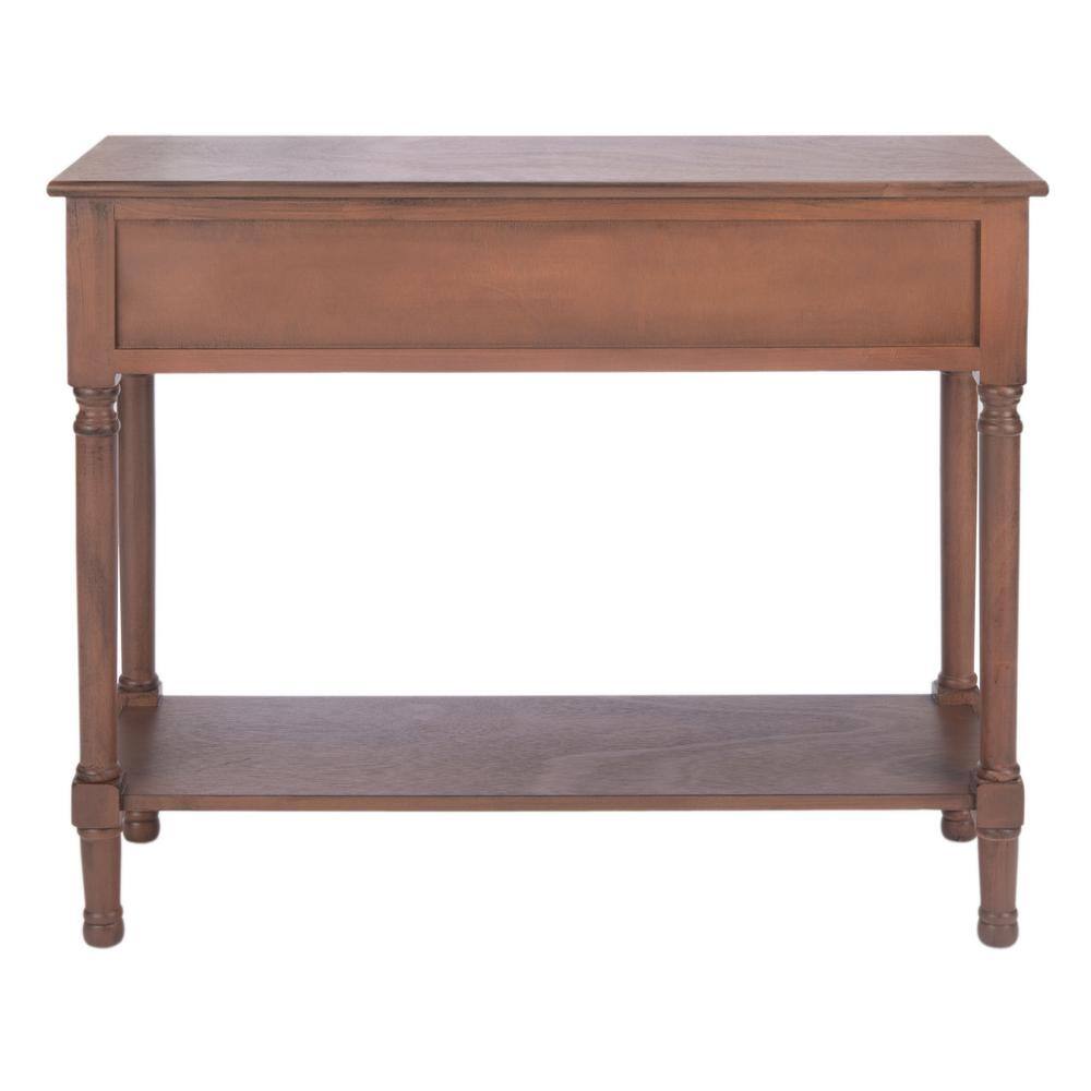 Allura Contemporary French Brown Console Table with Dual Storage Drawers
