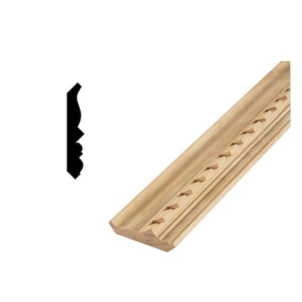 DecraMold DM CM368D 9/16 in. x 3-5/8 in. Solid Pine Crown Molding with dentil styling