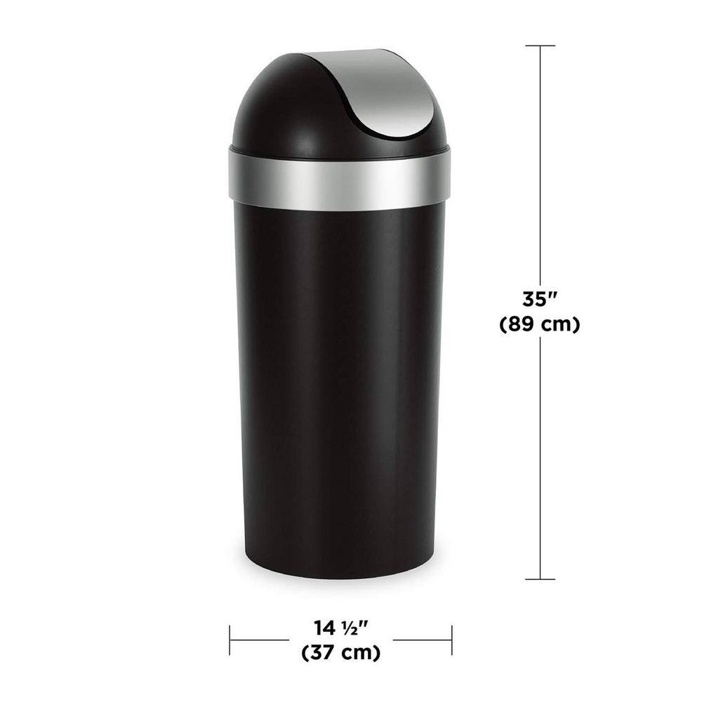 Umbra Black and Silver 16-Gallon Swing-Top Trash Can
