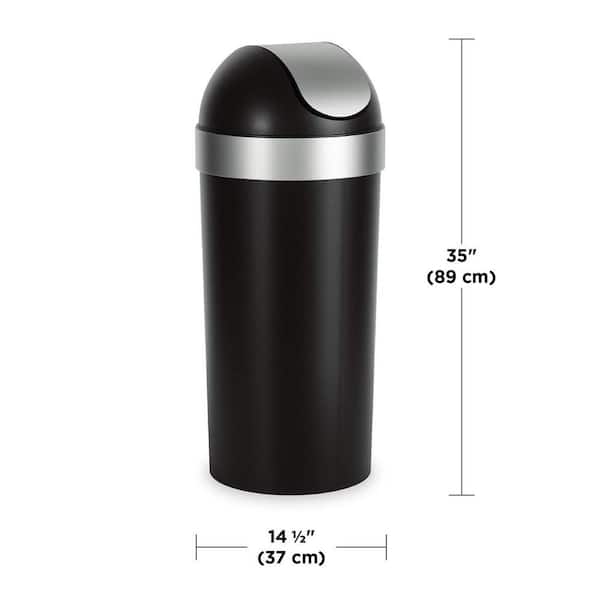 Suncast Commercial Desk-Side Rectangular Resin Trash Can, 10 Gallons, Black, Box of 12