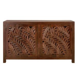 Palmeadow Walnut Carved 4-Door Dresser (36 in. H x 62 in. W x 18 in. D)