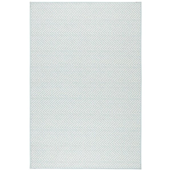 Herringbone Machine Washable Swedish Blue 8 ft. x 10 ft. Indoor Area Rug
