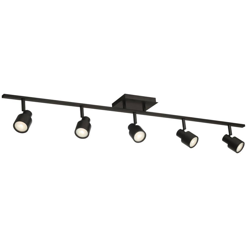 Lincoln 43" Matte Black Metal 5-Light Adjustable LED Track