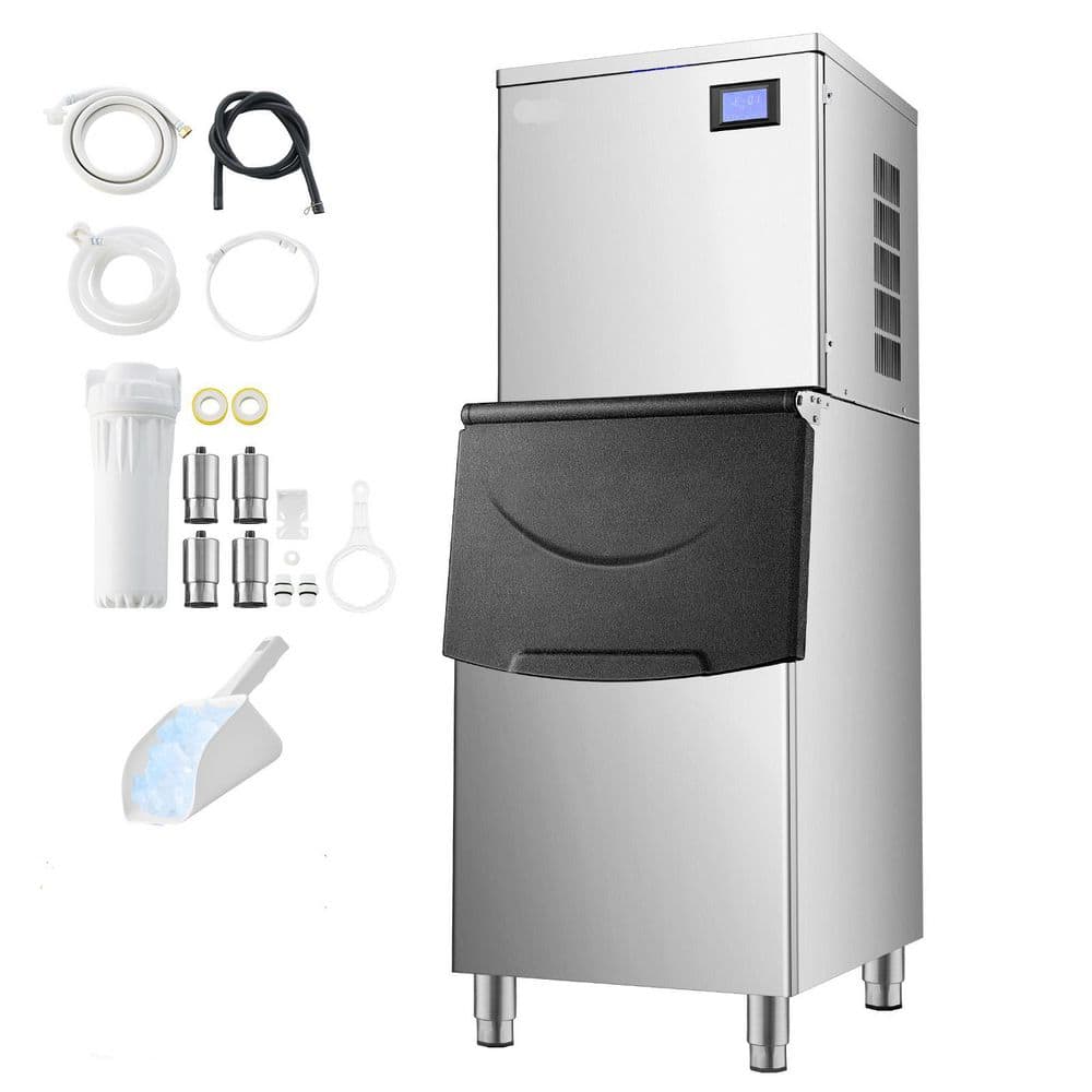 22.2 in. Commercial Ice Maker Machine 360LBS/24H with 250LBS Large Storage Silver Self-Cleaning Ice Makers Touchscreen