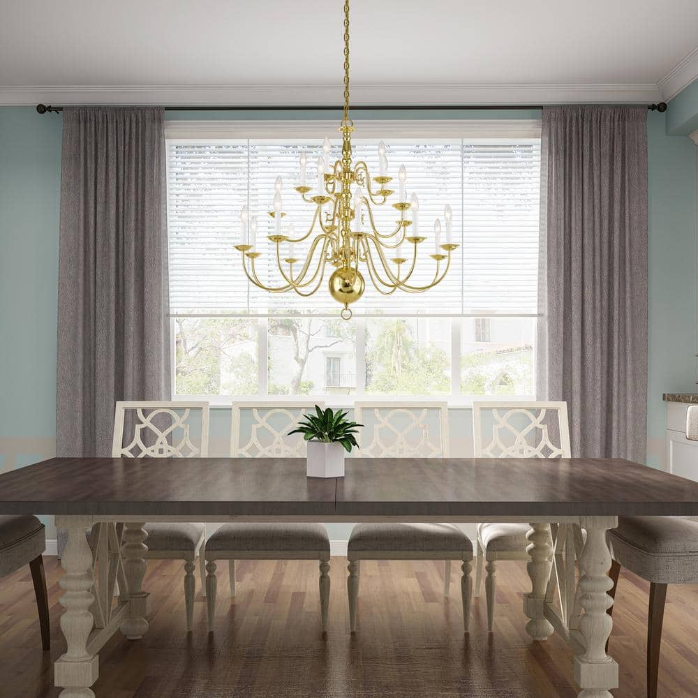 Williamsburgh 20-Light Polished Brass Colonial Chandelier