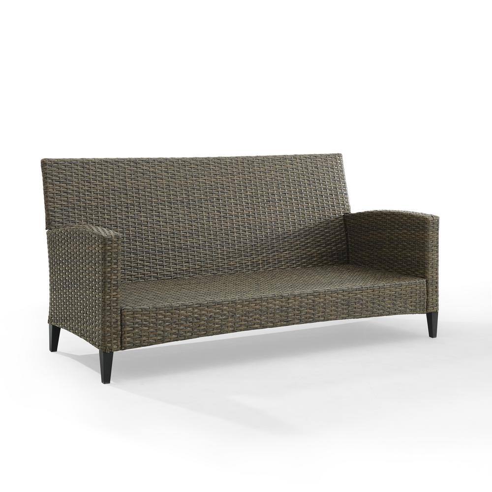 Rockport High Back Wicker Outdoor Sofa with Oatmeal Cushions