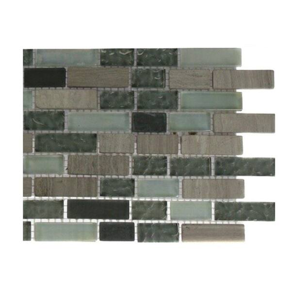 Ivy Hill Tile Galaxy Blend Brick Pattern 1/2 in. x 2 in. Marble and Glass Tile - 6 in. x 6 in. Tile Sample