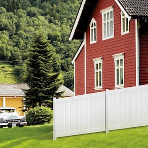 5 in. x 5 in. x 8 ft. White Vinyl Routed Fence End Post