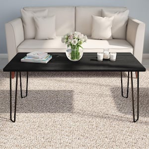 41.25 in. Black Coffee Table with Hairpin Legs