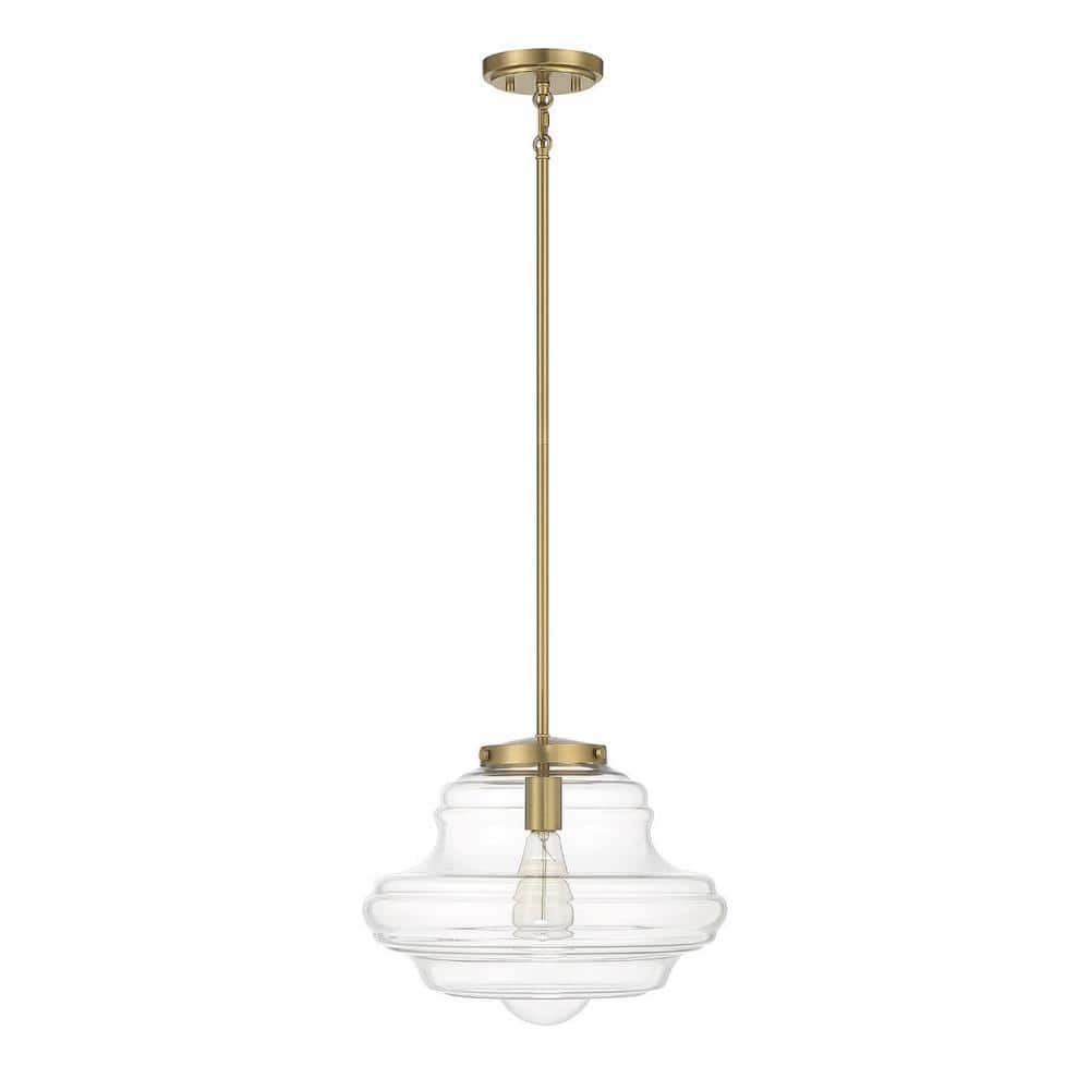 Natural Brass and Clear Glass Vintage Pendant Light