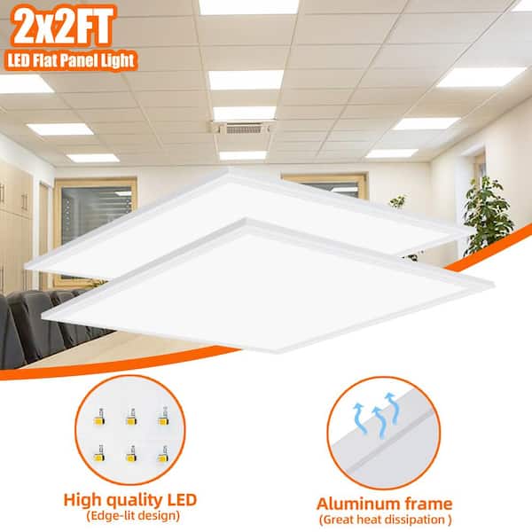 Bieuoram 2 ft. x 2 ft. 5800 Lumens Integrated LED Flat Panel Light, 5000K Daylight Dimmable Commercial Light for Office (12-Pack)