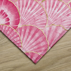 Surfside 9 ft. x 12 ft. Pink Geometric Indoor/Outdoor Area Rug