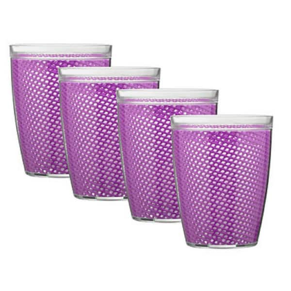 Fishnet 14 oz. Purple Insulated Drinkware (Set of 4)