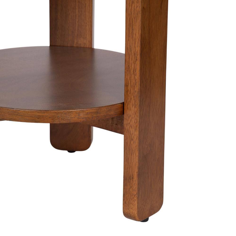 Foxford 16 in. Walnut Brown Round Wood Veneer/MDF End Table - thumbnail 2