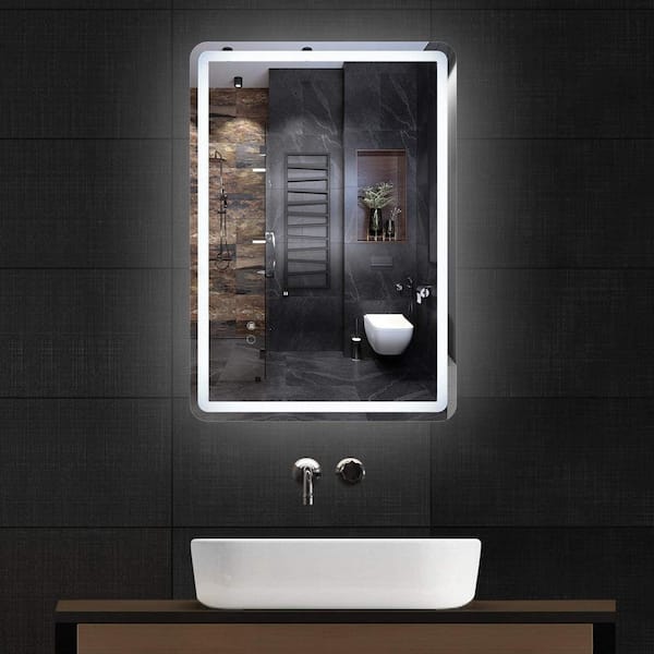 Unbranded 27.5 in. W x 35.4 in. H Rectangular Frameless Wall Mounted Bathroom Vanity Mirror Anti-Fog Dimmable LED with Light