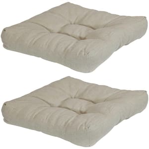 20 in. x 20 in. Beige Square Tufted Outdoor Seat Cushions (Set of 2)