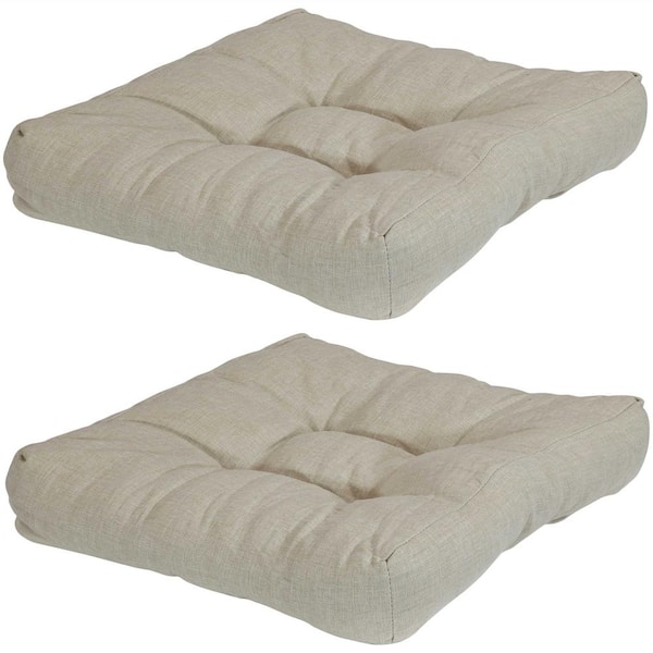 Sunnydaze Decor 20 in. x 20 in. Beige Square Tufted Outdoor Seat Cushions (Set of 2)