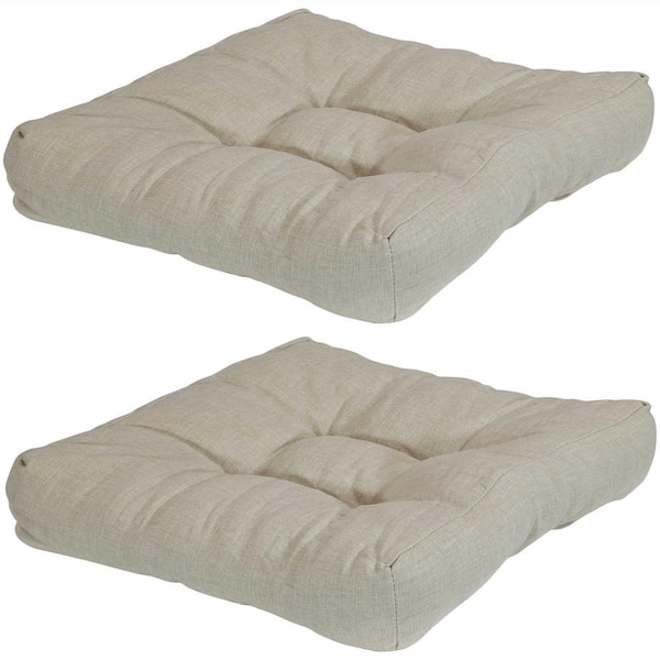 Sunnydaze 20 in. x 20 in. Beige Square Tufted Outdoor Seat Cushions (Set of 2)
