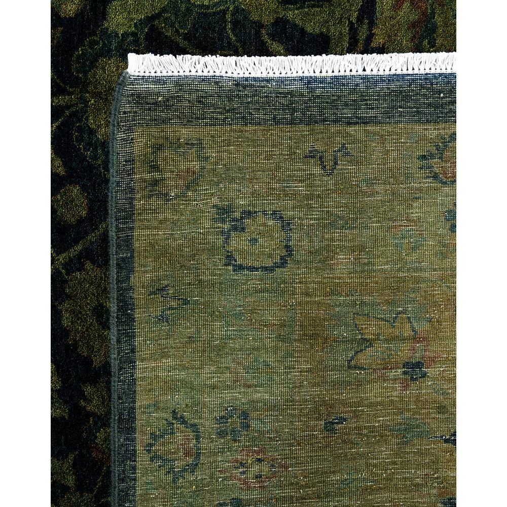 Shaye Hand-Knotted Black and Green Wool Area Rug