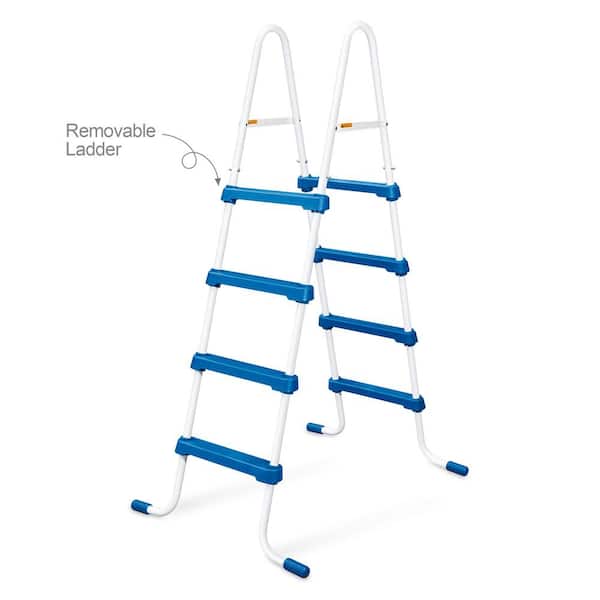 SureStep Blue A-Frame Metal Ladder 4-Step for 48 in. Tall Above Ground Pool