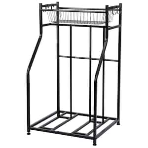 21.5 in. L x 25.63 in. W Black 2-Bike Stand Compact Rack with Storage