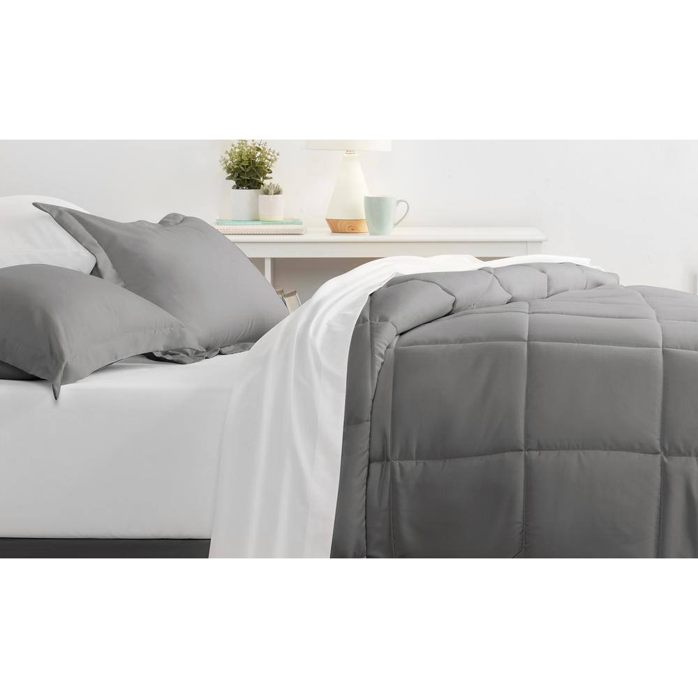 Gray Twin Microfiber Down Alternative Bed in a Bag Set