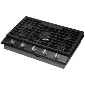 36 in. Gas Cooktop in Fingerprint Resistant Black Stainless with 5 Burners including Dual Brass Power Burner with Wi-Fi