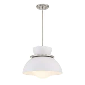 Meridian 15 in. W x 9.50 in. H 1-Light Brushed Nickel Standard Pendant Light with Metal Shade