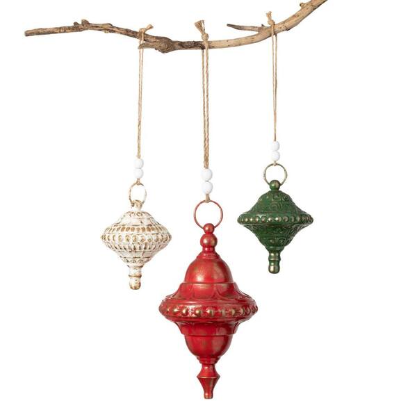 SULLIVANS 7.5 in. , 7.75 in. and 14 in. Finial Ornament - Set of 3, Multicolored Christmas Ornaments