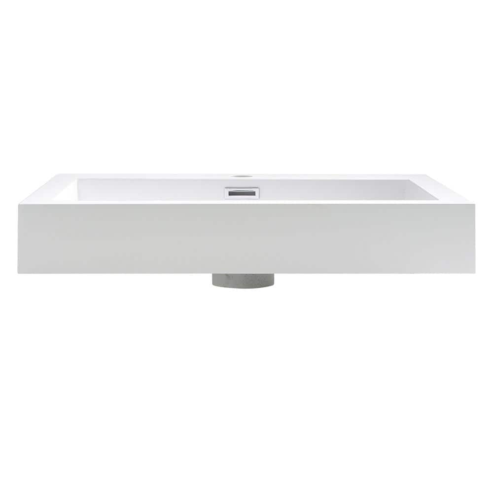 Nano 24'' White Acrylic Rectangular Bathroom Sink with Overflow
