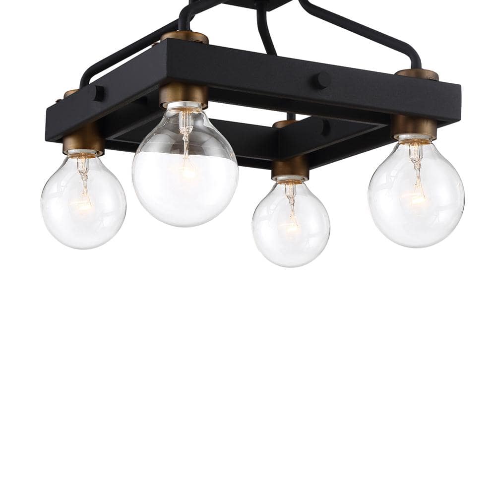 Ravella Black and Brass Industrial Semi Flush Mount Ceiling Light