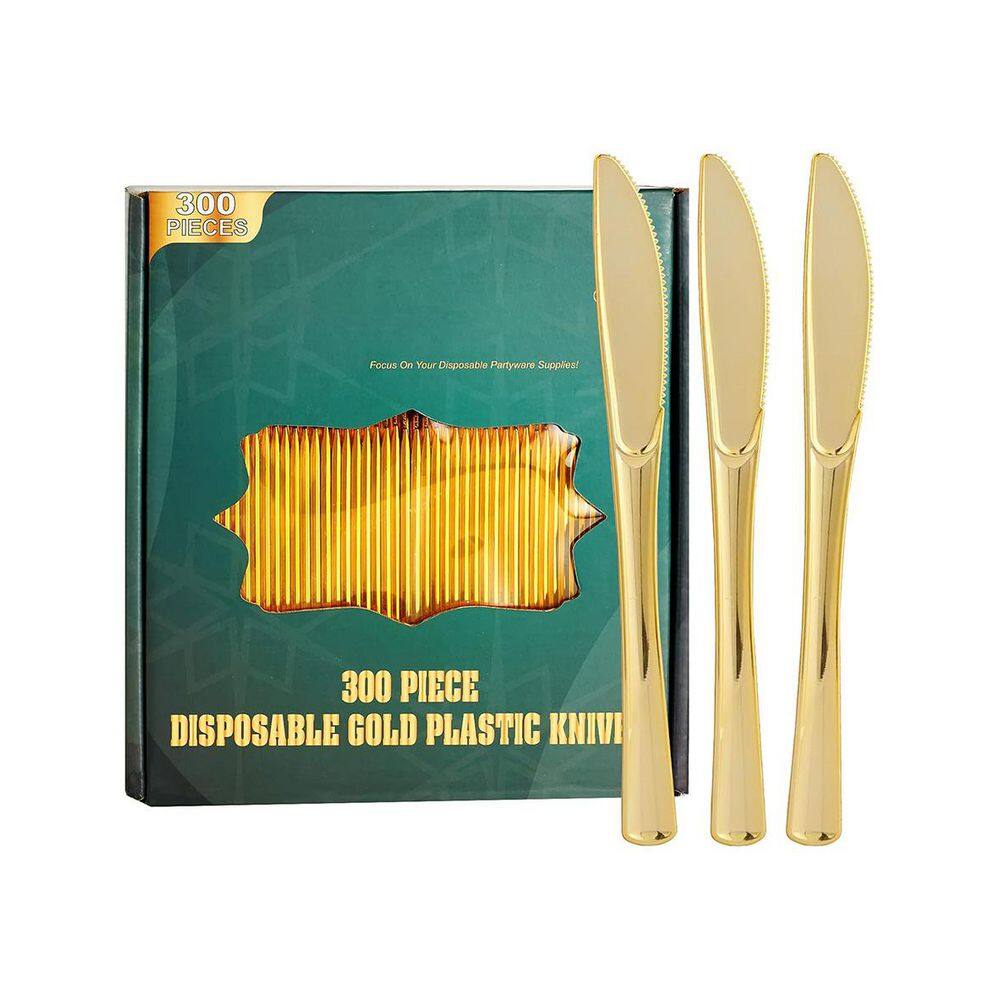 Gold Yellow Disposable Plastic Cutlery Knife Disposable Tableware Knives (300 Pieces Per Case) Solid Durable Heavy Duty price history on PriceWatchPro