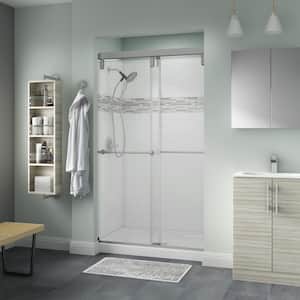 Lyndall 48 x 71-1/2 in. Frameless Mod Soft-Close Sliding Shower Door in Nickel with 3/8 in. (10mm) Clear Glass