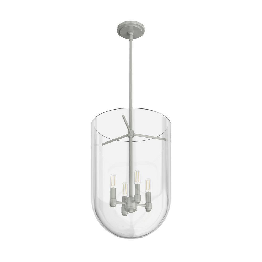 Brushed Nickel 4-Light Clear Glass Pendant