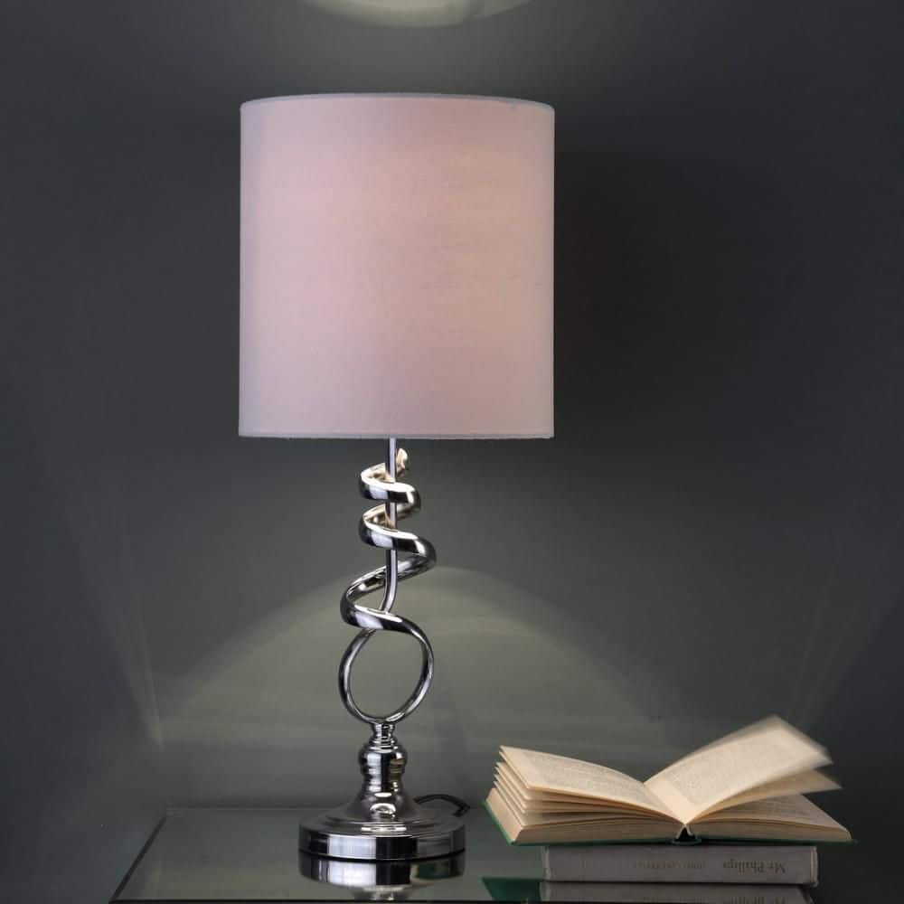 21 in. Silver Milo Abstract Metal Table Lamp with Textured Drum Shade, Ideal for Desk and Console Accent Lighting price history on PriceWatchPro