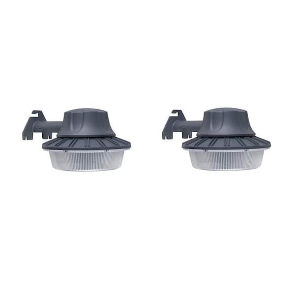 Defiant 350-Watt Equivalent Integrated LED Gray Outdoor Area Light Wall/Pole Mountable with Dusk to Dawn Control (2-Pack)