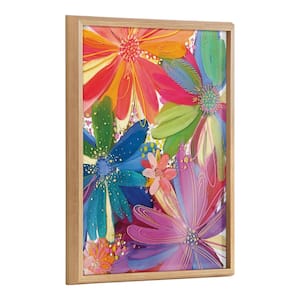 Flowers on Glass 1 by Ettavee Framed Nature Printed Glass Wall Art Print 24.00 in. x 18.00 in.